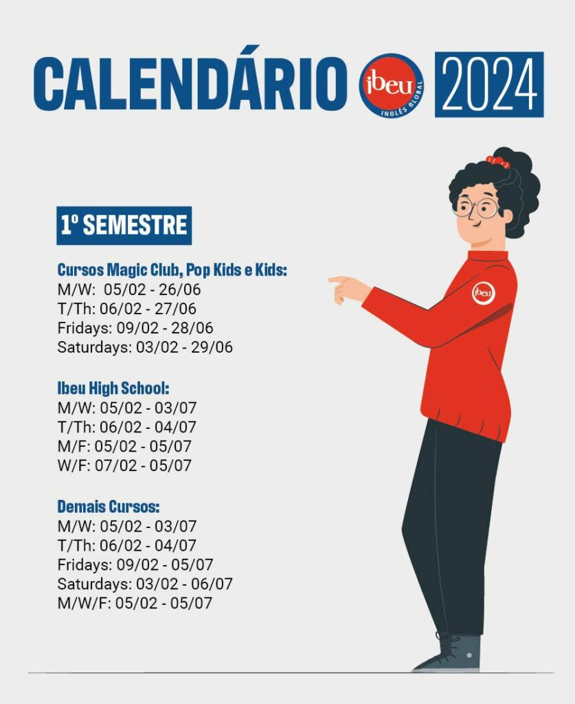 Calendario 1 semestre Confira o calendário de 2024.