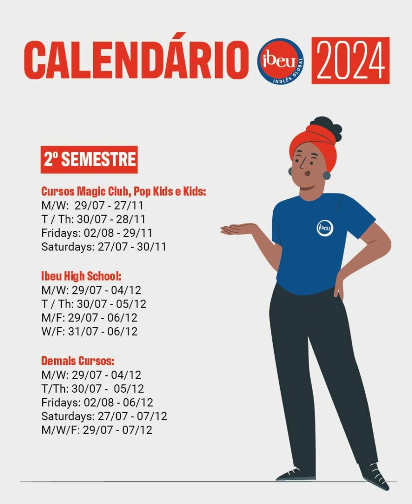 Calendario 2 semestre Confira o calendário de 2024.
