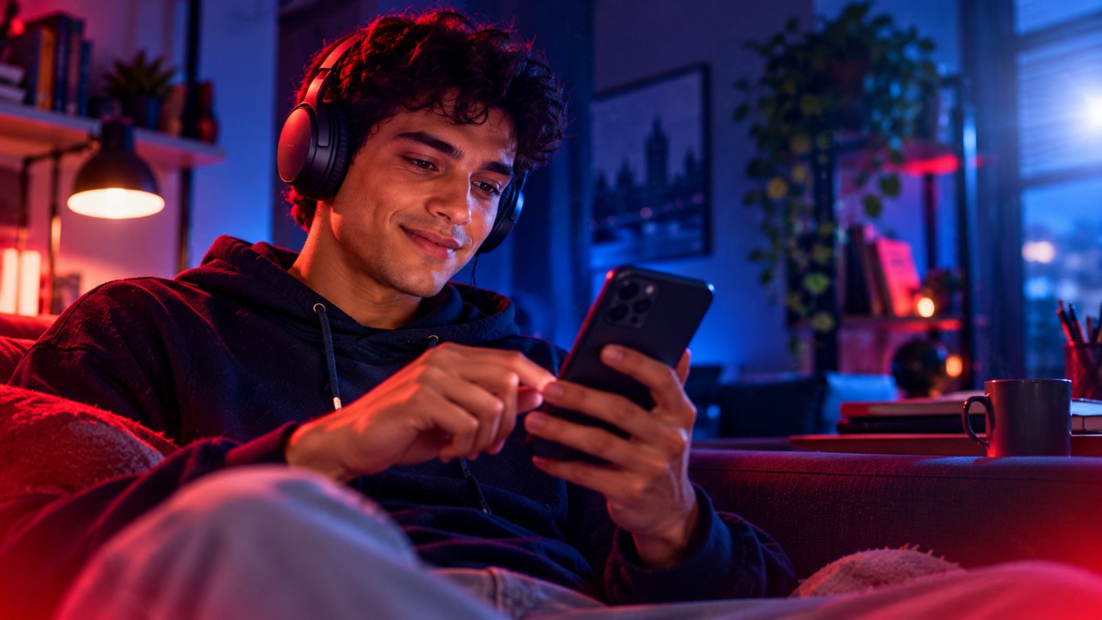 Aluno fazendo o teste de nível pelo celular